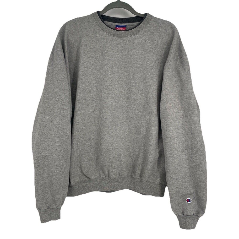 Vintage Y2K Champion Crewneck Sweatshirt Blank Gray XL Embroidered C Minimalist